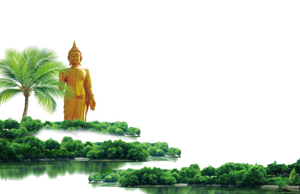 泰国旅游海报设计素材，绿色小清新风，高清PNG透明背景，摄影风景PSD下载