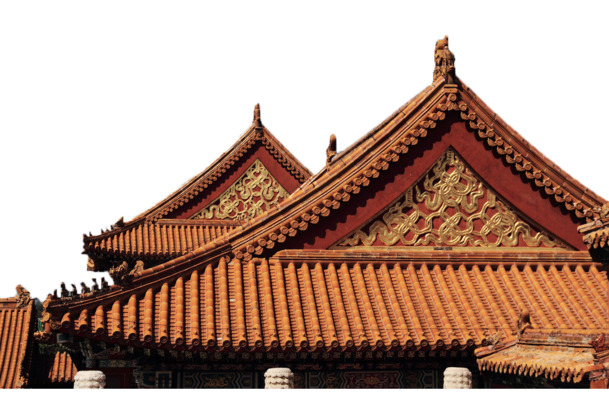 琉璃瓦屋顶透明PNG素材，高清风景图片，设计元素免费下载