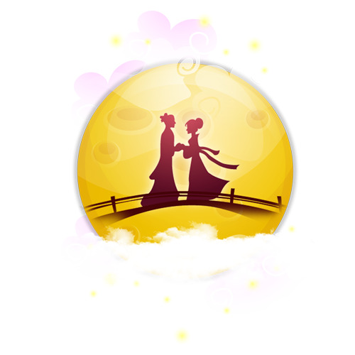 牛郎织女高清PNG，透明节日元素，情人节设计素材免费下载