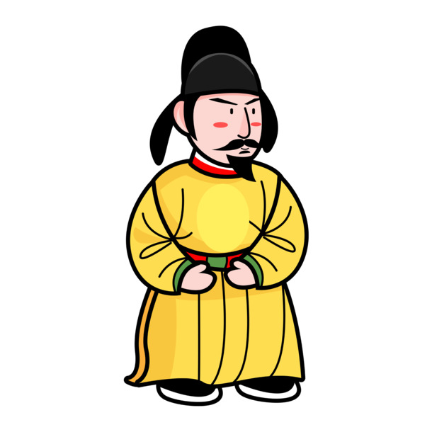 古代中国皇帝唐朝天子矢量卡通素材，高清PNG透明免扣元素下载