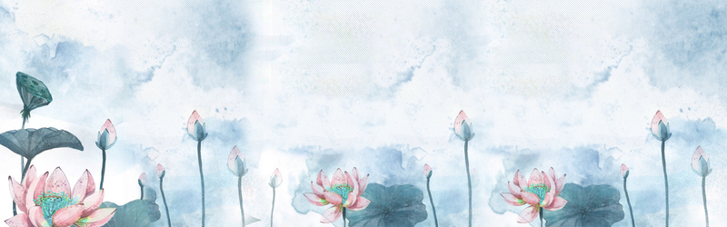唯美手绘水彩荷花，复古中国风淘宝海报背景设计素材，高清JPG/PSD格式下载