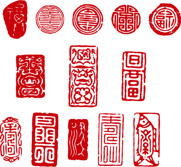 中国风印章制作素材，高清PNG透明图片，AI格式设计元素免费下载