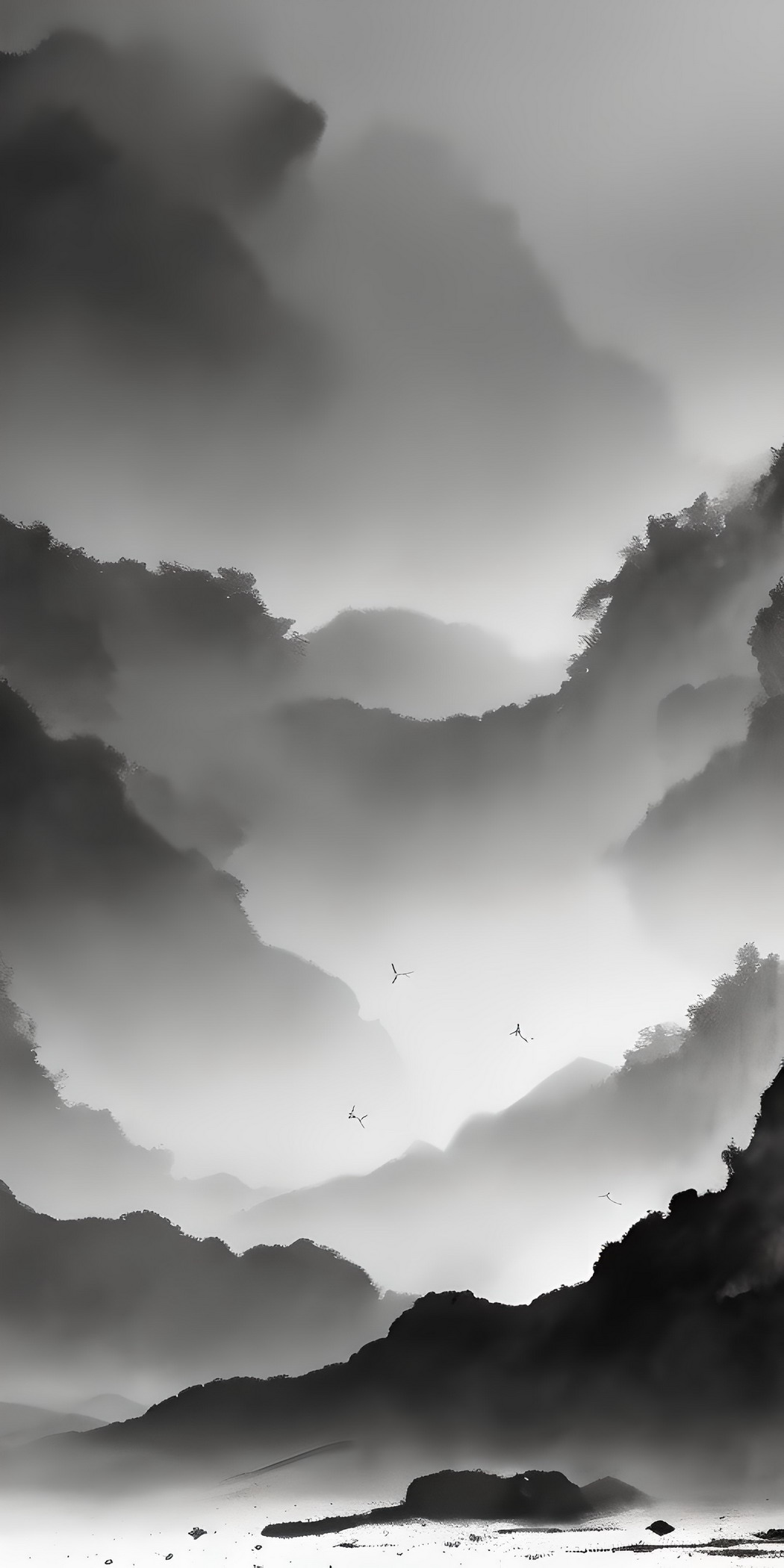 中国风美景建筑树木夕阳黄昏手机壁纸，4K高清2000x4000下载