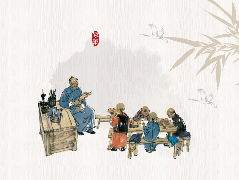 中国风教师节海报PSD素材，复古高清JPG背景设计，免费下载