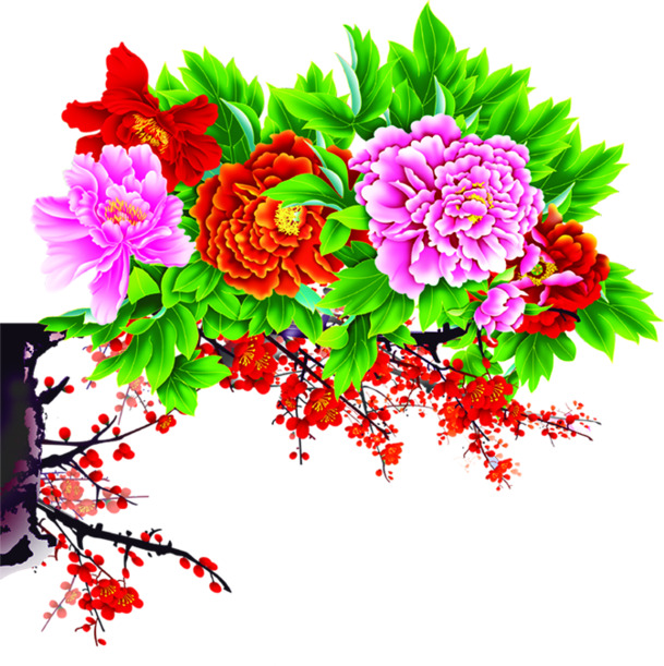 节日手绘梅花PNG透明图，高清国庆节元素，设计素材免费下载