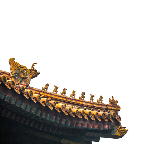 故宫雕龙房顶PNG素材，古典龙纹高清透明背景，风景摄影设计元素免费下载