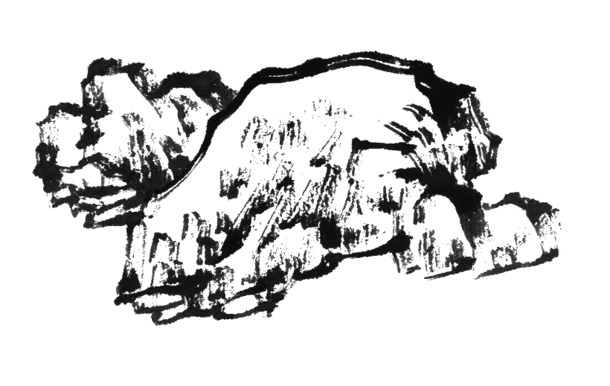 手绘水墨石头PNG素材，高清透明笔触装饰元素，免费下载