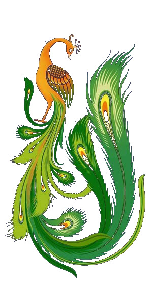 手绘绿色凤凰PNG，高清透明装饰元素，动物设计素材免费下载