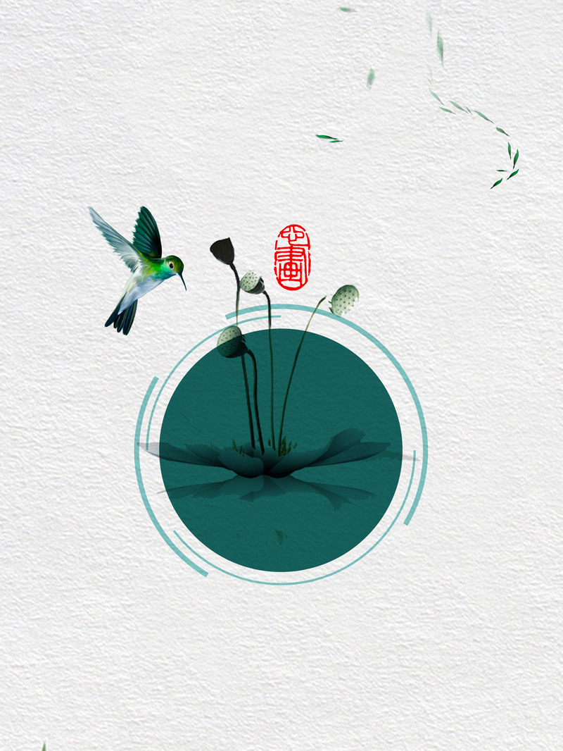 中式水墨荷花背景，淡雅底纹高清JPG/复古PSD设计素材下载