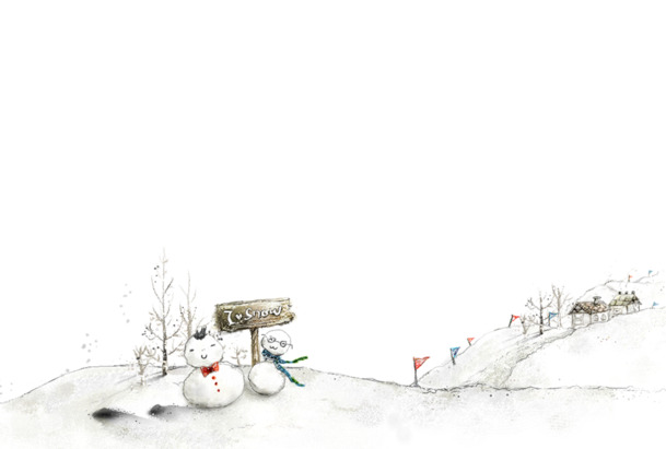 手绘圣诞房子雪人PNG透明图，高清节日元素，设计素材免费下载