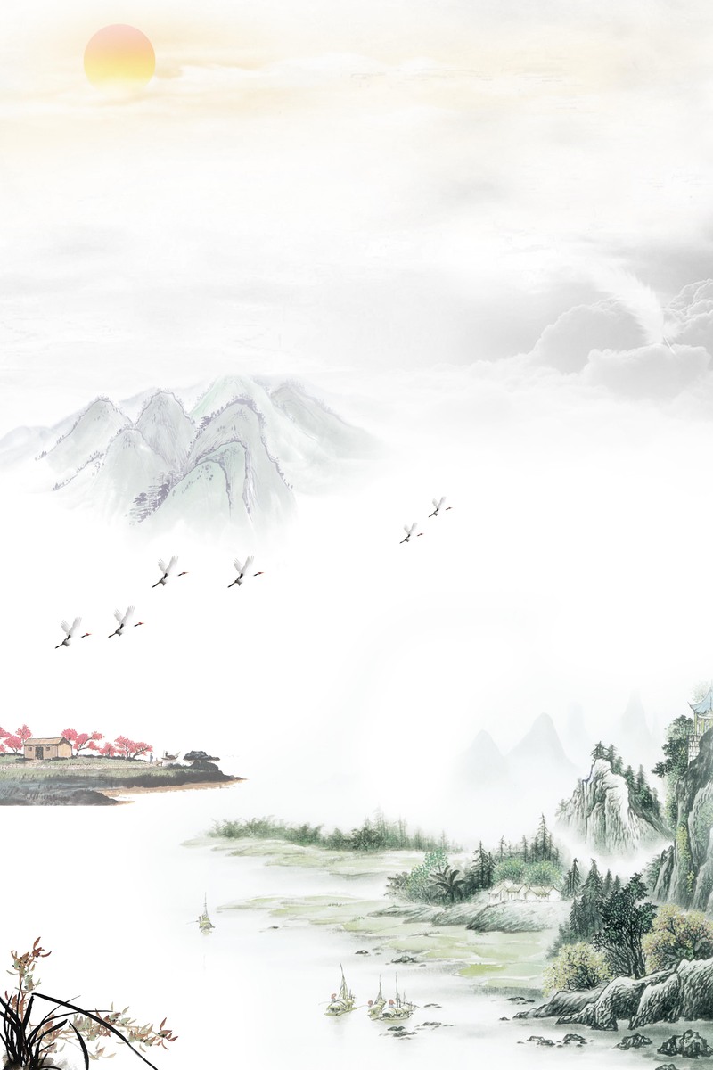 水墨风海报背景，复古中国风JPG/PSD高清素材下载