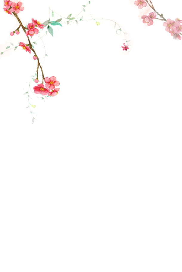 绿色桃花枝PNG透明图，高清植物装饰元素，设计素材免费下载