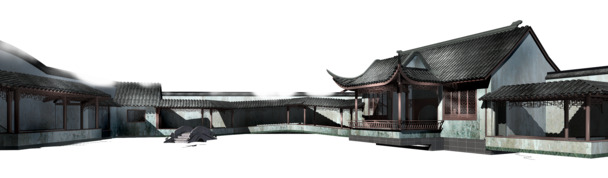 古风建筑PNG透明图，中式古典装饰元素，高清中国风设计素材下载