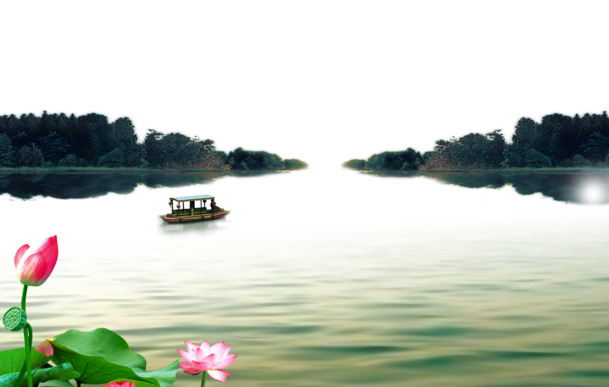 水墨山水PNG素材，高清透明手绘卡通元素，设计必备下载