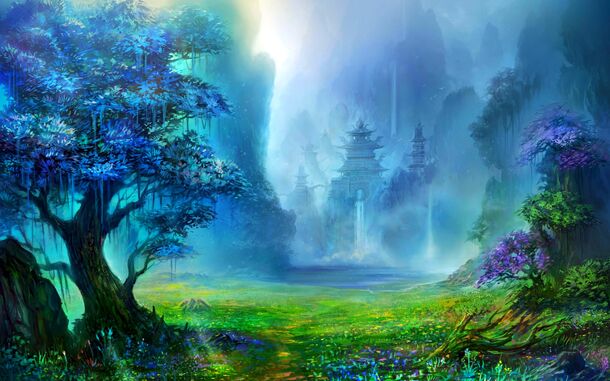 蓝色天空梦幻城堡PNG透明背景，高清摄影风景素材，免费下载