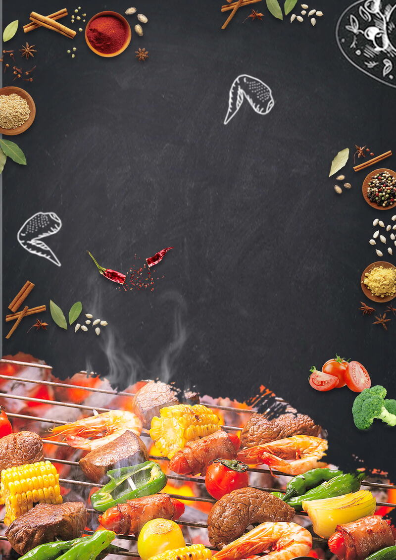 美食烧烤撸串大排档PSD分层图，高清JPG素材，另类设计，一键下载！