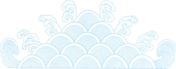 古典浪花底纹PNG透明图片，高清装饰元素，特效设计素材下载