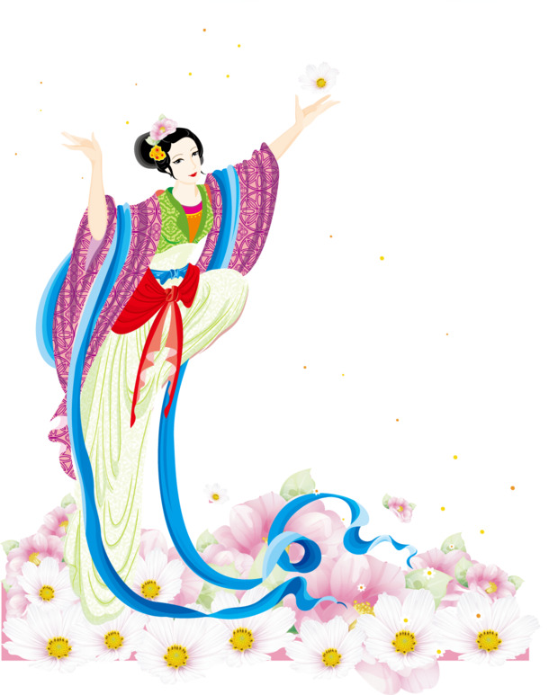 中秋节仙女PNG素材，高清透明图片，节日元素设计下载