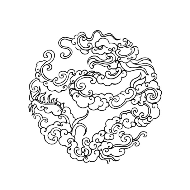 中国风圆形祥云纹简笔PNG素材，高清透明装饰图片，设计必备下载