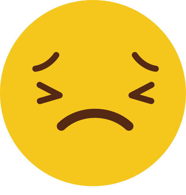 黄色圆脸委屈表情PNG，手绘卡通素材，高清透明下载