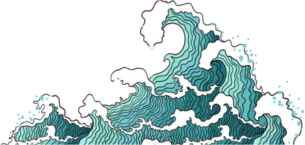 国潮浪花PNG素材，高清透明中国风装饰元素，免费下载