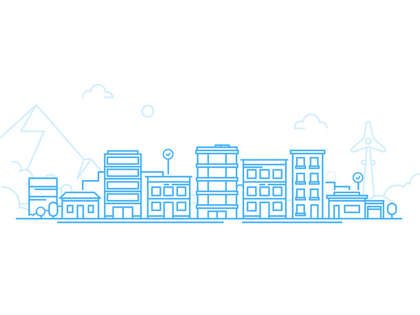 城市建筑简笔图PNG素材，高清透明背景，创意海报设计元素免费下载