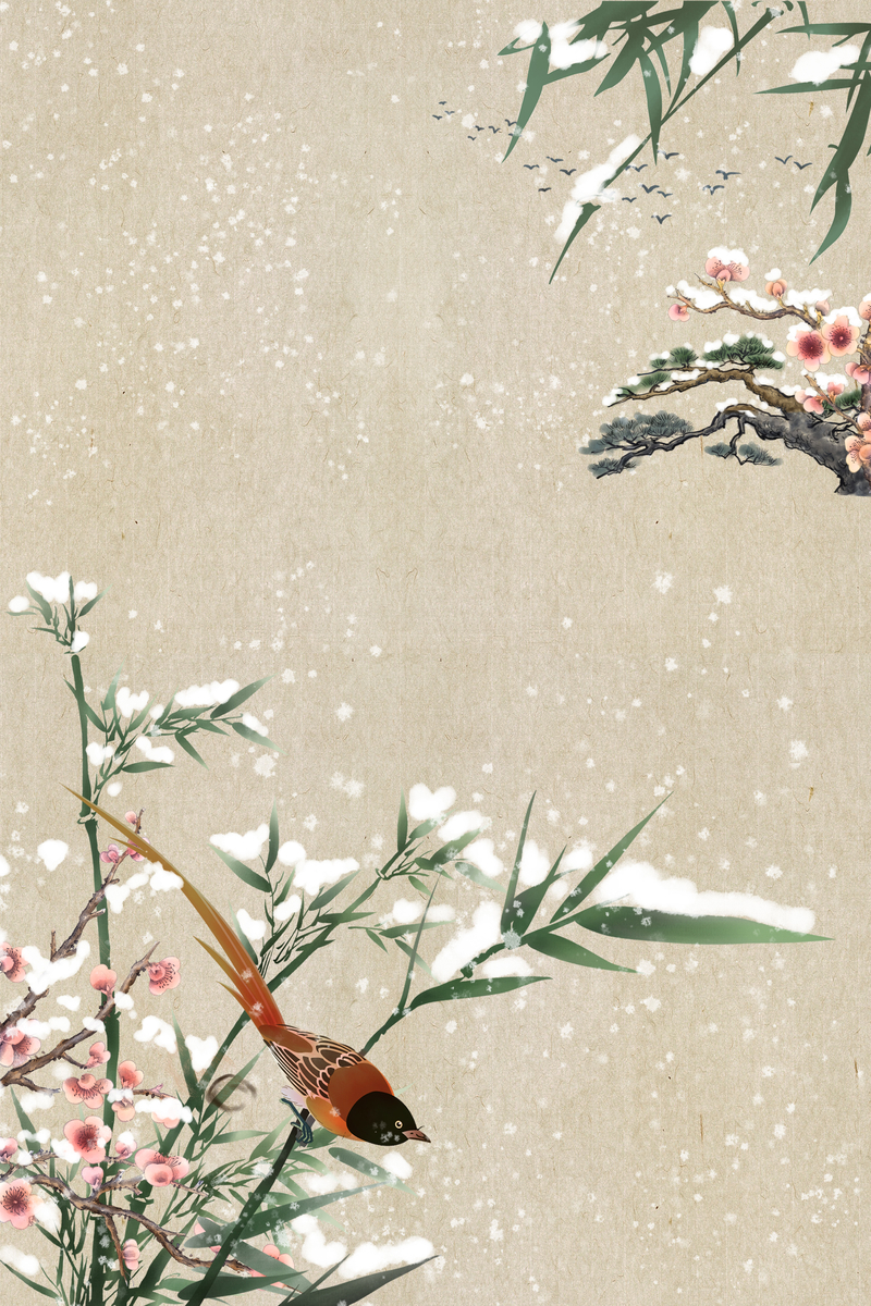 大雪纷飞复古背景图，高清JPG中国风设计素材下载