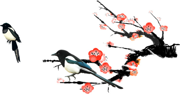 【免费下载】冬日梅花吊旗高清PNG素材，透明背景动物图案，精美装饰元素一网打尽！