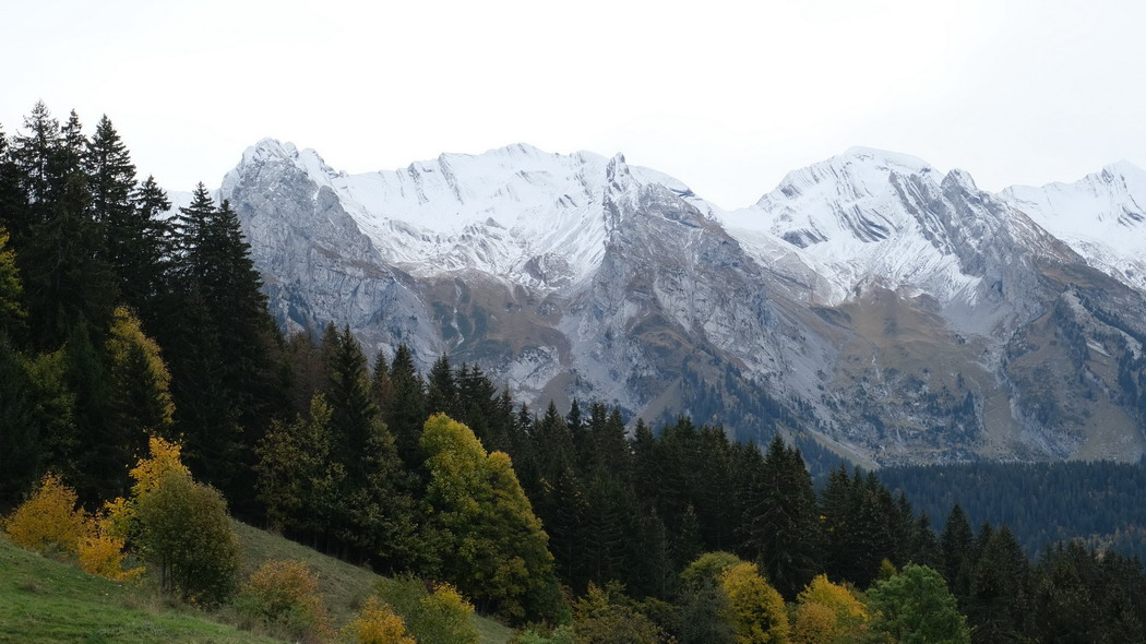 绝美山脉峰景，雪景树木映斜坡，4K超清壁纸（3840x2160）免费下载