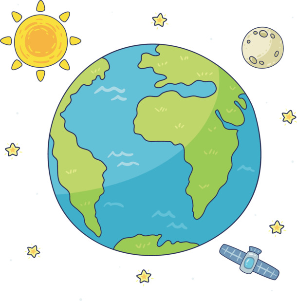 宇宙之美，地球手绘卡通PNG透明图片，高清AI格式设计素材下载