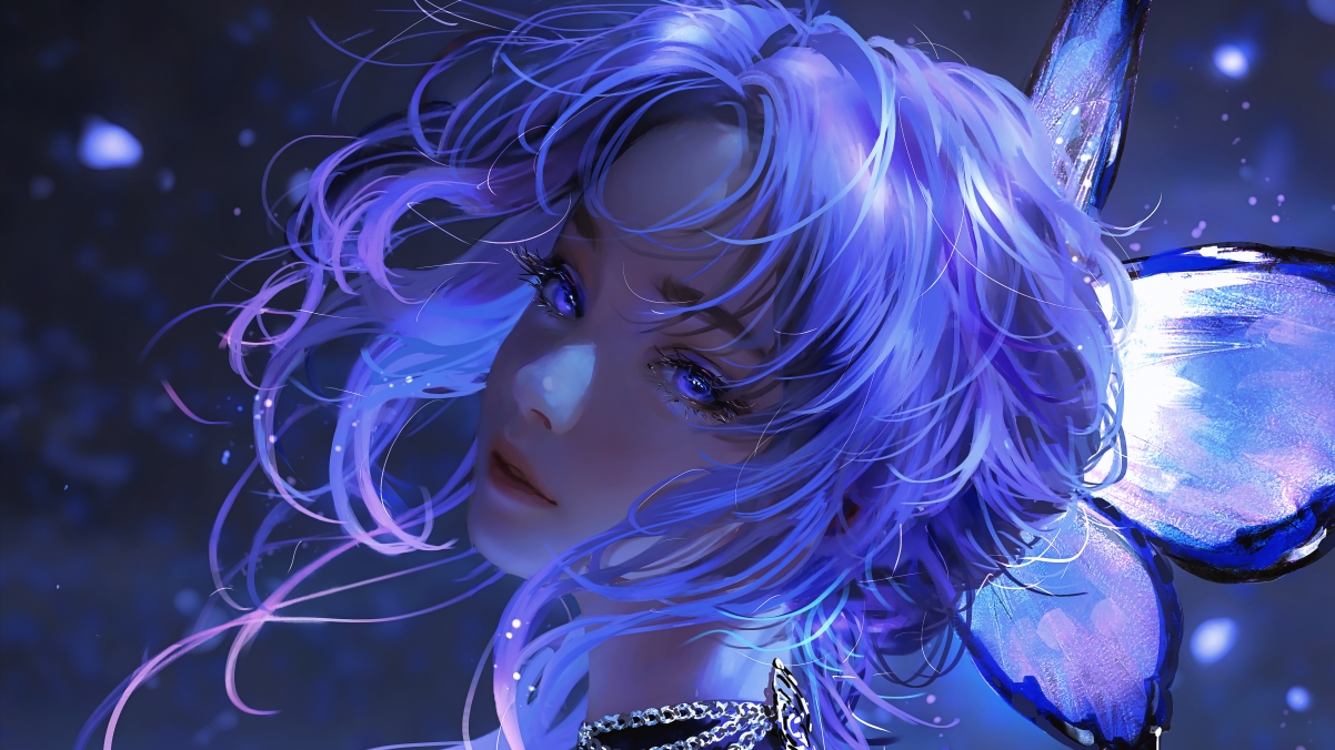 唯美天使女孩，厚涂蝴蝶动漫，惊艳4K高清壁纸下载（3840x2160）