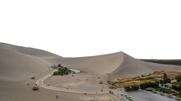 甘肃敦煌月牙泉美景，高清PNG透明背景图片，摄影风景素材下载