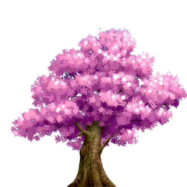 唯美手绘樱花树PNG，高清透明图片，植物装饰元素，设计素材免费下载