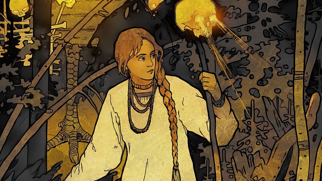 Vasilisa the Beautiful by Ivan Bilibin: Forest House Art in 4K Wallpaper, HD 3840x2160 Download
