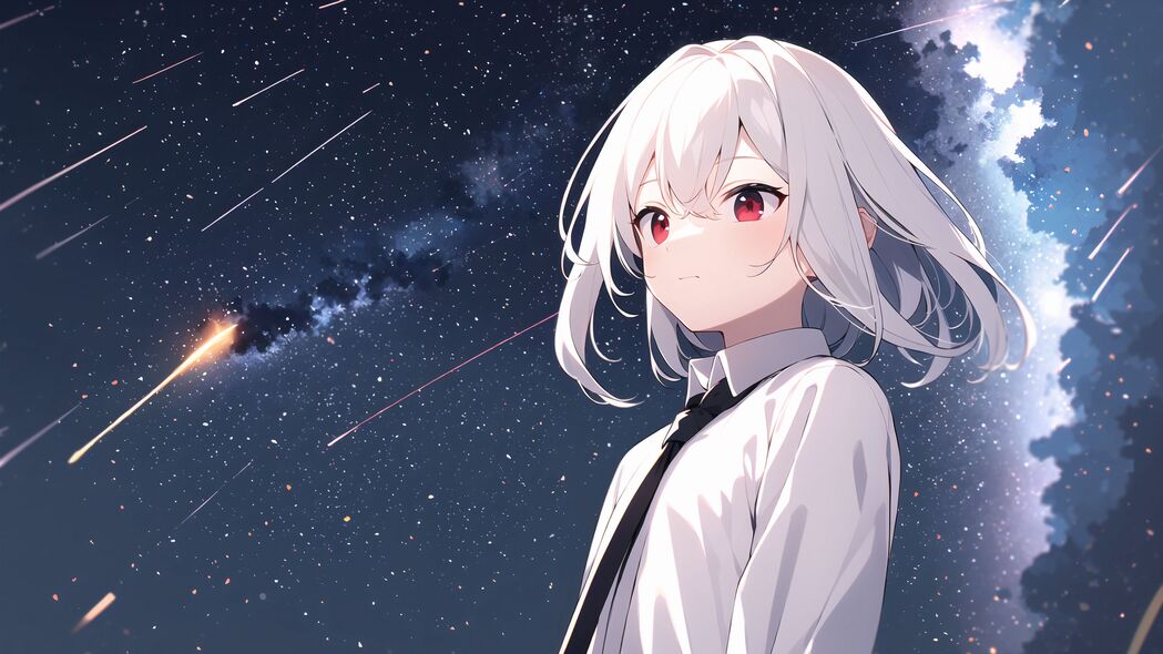 动漫女孩与璀璨星空，4K超清壁纸，银河星空3840x2160高清下载
