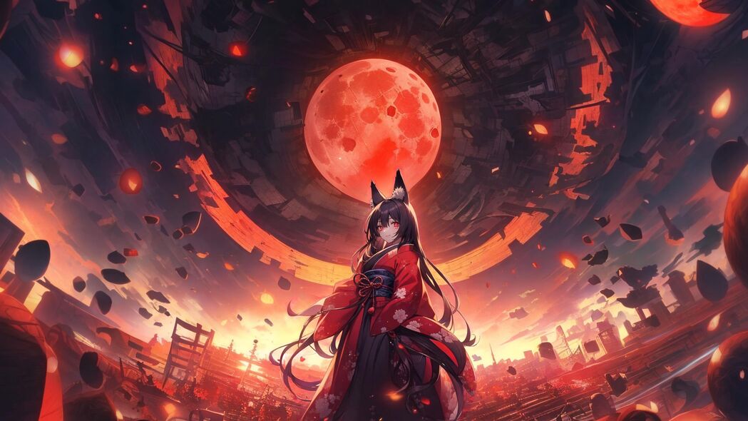 女孩Neko的梦幻星球，高清4K动漫艺术壁纸（3840x2160）免费下载