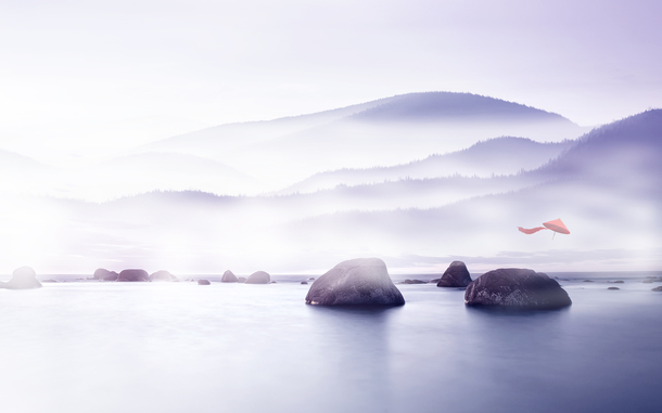 紫色山峦水景巨石高清PNG透明图片，创意海报背景设计素材下载