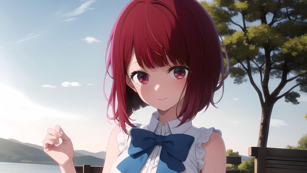 夏日女孩微笑倩影，动漫连衣裙与树影婆娑，4K超清壁纸3840x2160免费下载