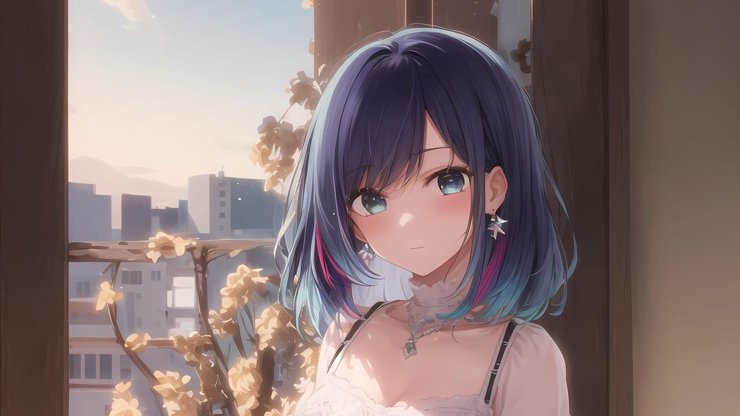 女孩动漫珠宝耳环，连衣裙艺术风格，超清4K壁纸3840x2160下载
