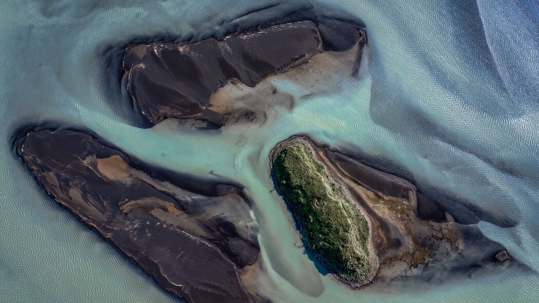 自然河流鸟瞰图，4K高清编织条壁纸，3840x2160超清下载