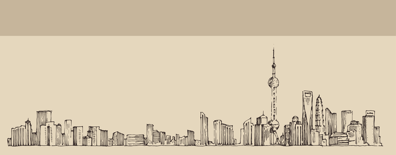 手绘素描上海旅游海报，高清JPG背景素材，另类创意设计下载
