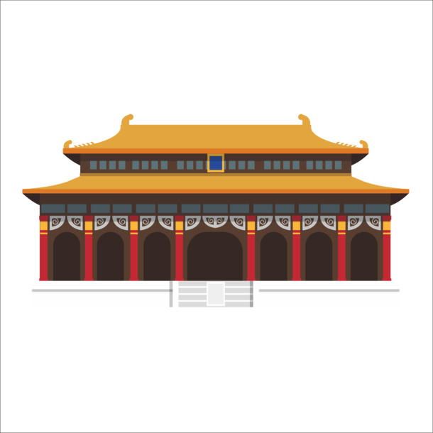 故宫扁平化PNG透明图片，精美装饰元素，高清PPT设计素材下载