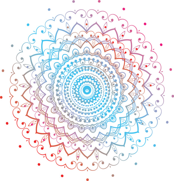 佛教曼陀罗渐变色PNG素材，高清透明特效装饰，AI格式免费下载