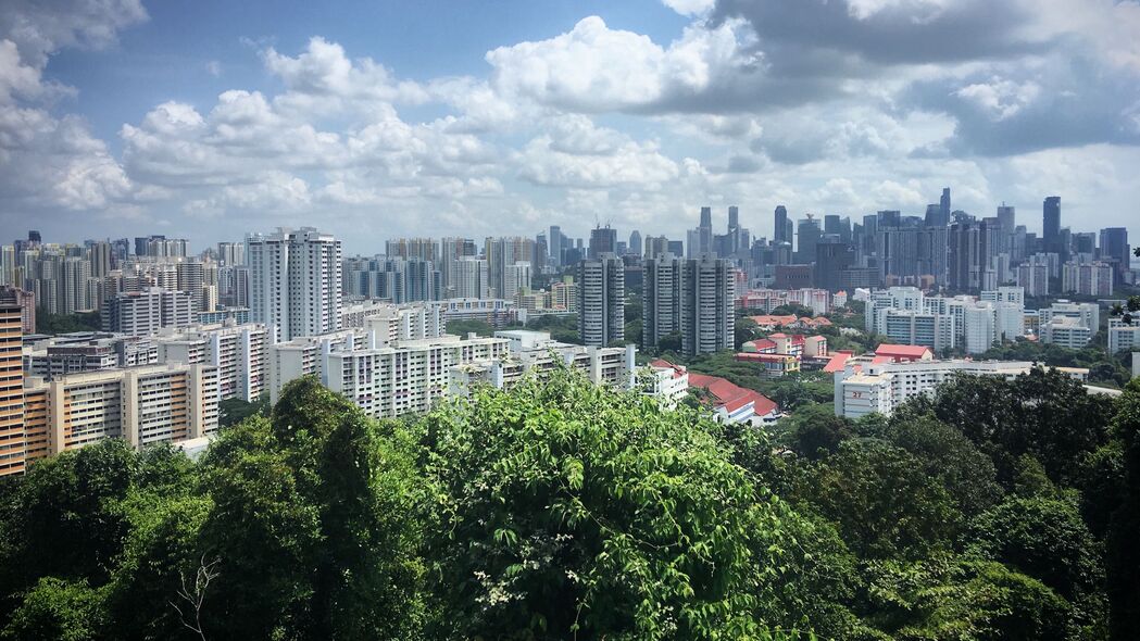 建筑城市风光，树木云卷天空，绝美4K壁纸，3840x2160高清下载