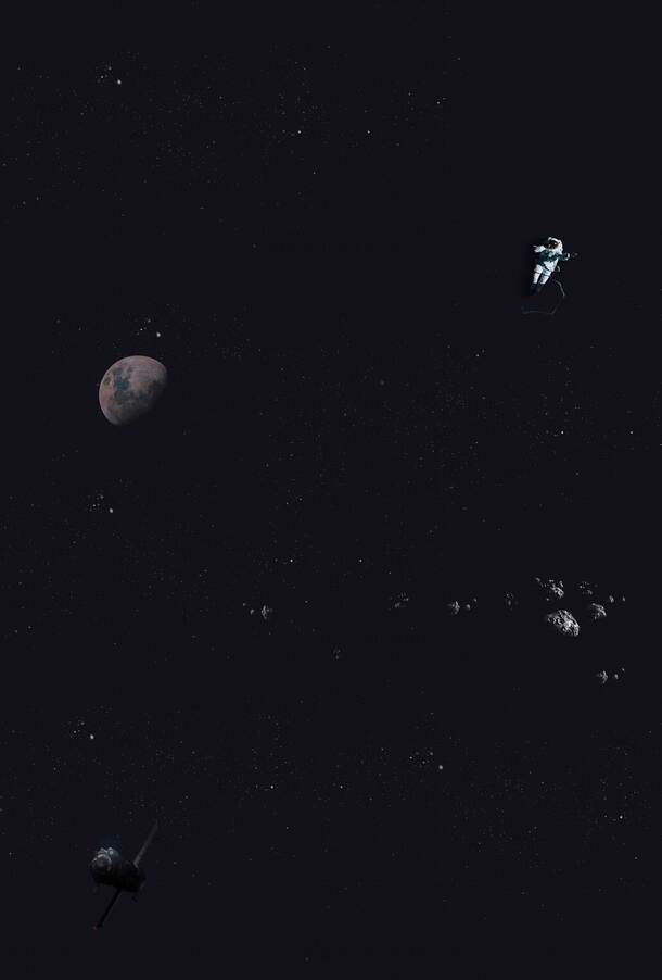 星球宇宙星空PNG素材，高清透明背景，宇航员元素，创意海报设计下载