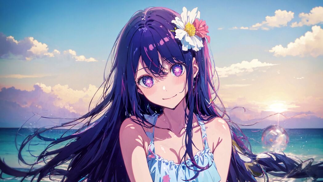 夏日微笑女孩动漫花海4K壁纸，3840x2160超清下载