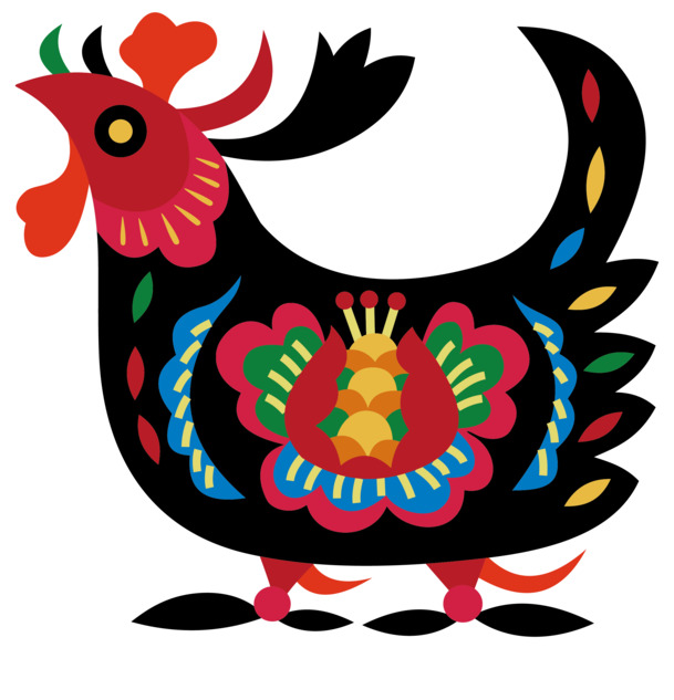 2017鸡年刺绣纹样，高清PNG透明图&AI设计素材，节日元素一网打尽