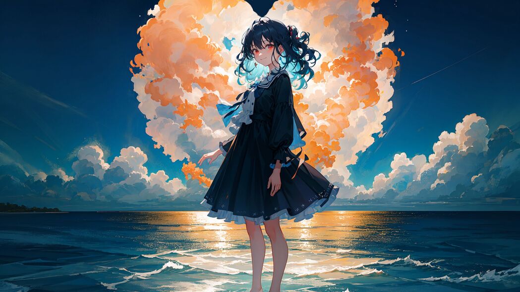 动漫女孩连衣裙海云心主题，4K超高清3840x2160壁纸下载