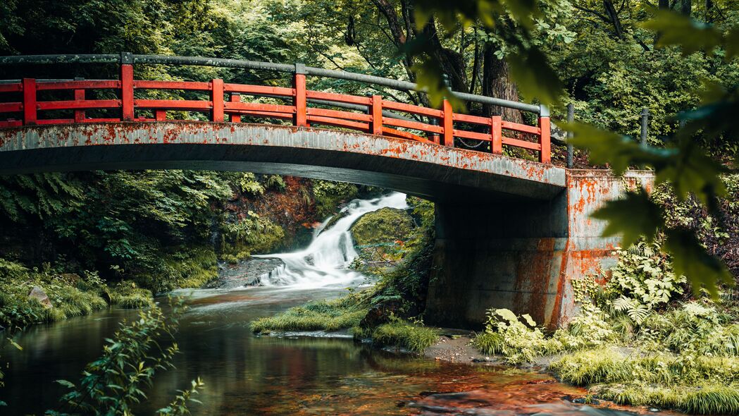桥梁瀑布河流之美，4K高清自然风景壁纸（3840x2160）免费下载