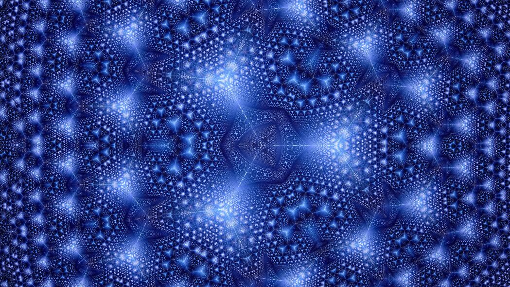分形蓝调万花筒抽象艺术，超清4K壁纸3840x2160，一键下载高清背景图片